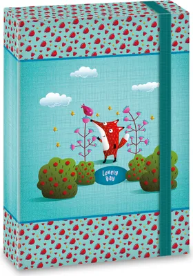 Produktbild von Ars Una Heftbox A4, Sammel- Heftmappe für Schulranzen, mit Gummiband und Innenklappen, Lovely Day - Fuchs im Garten, grün-rot, für Mädchen