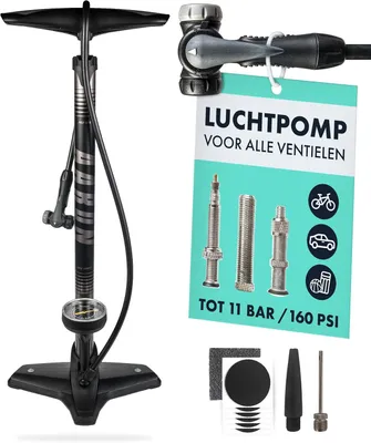 Productafbeelding van Staande fietspomp met manometer - Voor alle ventielen - Groen