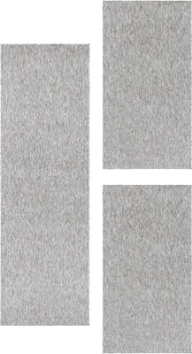 Produktbild von Bettumrandung Teppich Läufer Set Schlafzimmerteppich Kurzflor 3 Teile Einfarbige Teppiche für Schlafzimmer , Größe : 2 x 60 x 100 , 1 x 80 x 150 , Farbe : Hellgrau