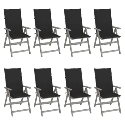 Image de Chaises inclinables de jardin et coussins lot de 8 Gris Acacia