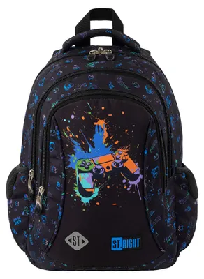 Produktbild von Schulrucksack ST.RIGHT PADS Mehrfächer Jugendlicher Rucksack schwarz
