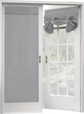Produktbild von Französischer Türvorhang 2er-Set mit wärmeisoliertem Blackout-Glastür-Vorhangpaneel mit Klettverschluss Tricia-Vorhang, 2 Panel (Hellgrau)