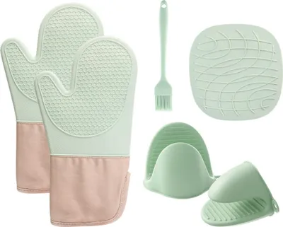 Produktbild von Topfhandschuhe, Ofenhandschuhe Backhandschuhe, Küchenhandschuhe - Silikon Oven Gloves Topflappen Kochhandschuhe
