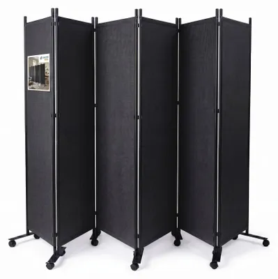 Produktbild von VOUNOT® Paravent Raumteiler 6 Teilig auf Rollen Freistehend 340 x 30 x 164 cm Anthrazit