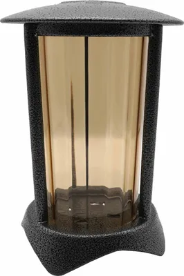 Produktbild von Grablaterne aus Stahl Kreuz auf Deckel 19 cm pulverbeschichtet Hammerschlag - Alu Optik