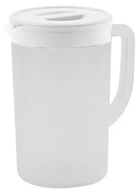 Produktbild von Kunststoffkrug mit Deckel, großes Fassungsvermögen, hochtemperaturbeständiger Kaltwasserkrug für Saft, Tee, Weiß