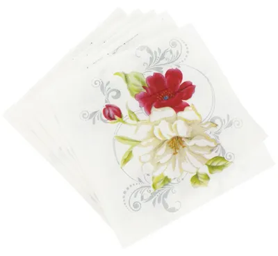 Productafbeelding van 80 Stuks Gele Papieren Servetten met Bloemen en Goud