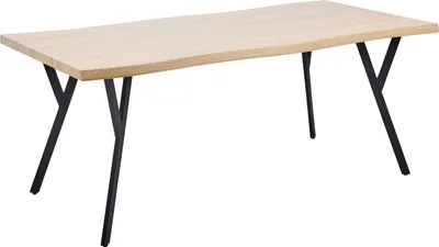 Produktbild von BELIANI Esstisch Helles Holz / Schwarze Beine 180 x 90 cm Rechteckig aus MDF Stahl Modern für Esszimmer Essbereich