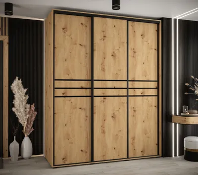 Obrázok produktu pre Šatníková skriňa ASIRI 10 - 190/60 cm, dub artisan / čierna