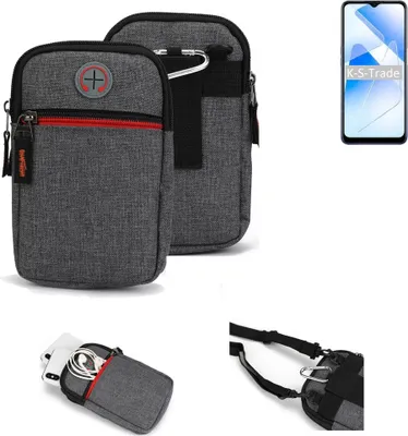 Produktbild von K-S-Trade Holster Gürteltasche kompatibel mit Oppo A53s 5G Handy Tasche Schutz Hülle grau Zusatzfächer 1x