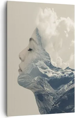 Produktbild von Bild auf Leinwand - Leinwandbild - Einteilig - Grafik Frau Berge - 80x120cm - Wand Bild - Wanddeko - Wandbilder - Leinwanddruck - Wanddekoration - Leinwand bilder - Wandbild - PA80x120-4323