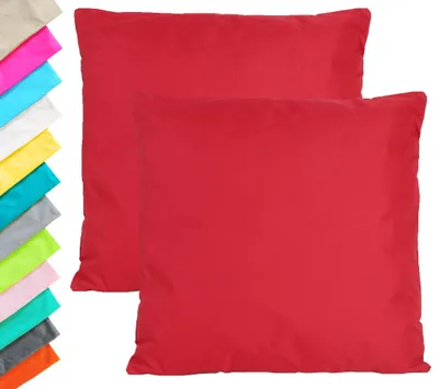 Produktbild von 2x Outdoor Lounge Kissen 45x45cm Dekokissen Set Inkl. Füllung Wasserfest Sitzkissen Garten Stuhl Lotus Effekt, Farbe:Rot