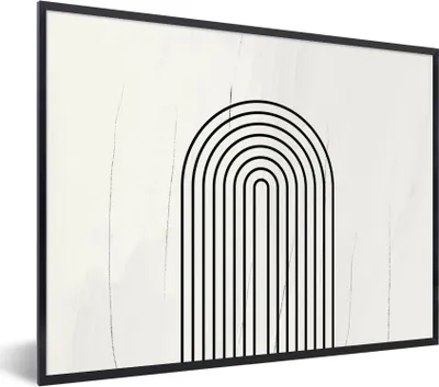 Produktbild von MuchoWow® Gerahmtes Poster Kunst - Schwarz - Weiß - Abstrakt 80x60 cm - Poster mit Schwarzem Bilderrahmen Wandposter Rahmen Foto Bilder - Schwarzem - Mit Gestell