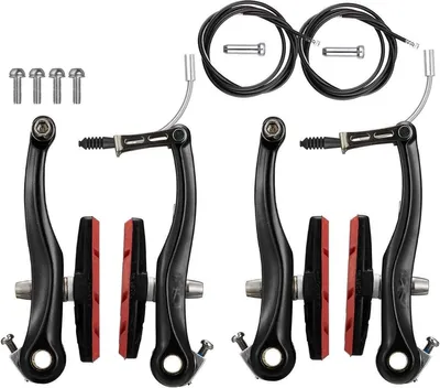 Produktbild von PolkaHome® Fahrrad V-Bremsen Set – 72 mm Bremsbeläge, 110 mm Bremsarme, inkl. Bremszüge, Schwarz