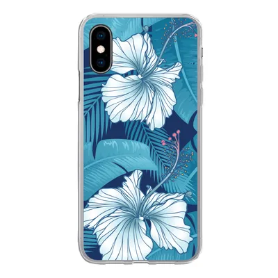 Produktbild von MuchoWow® Handyhülle Schutzhülle Hülle für iPhone X Tropisch - Blumen - Blau Silikon Softcase Handy Hülle - Handyhülle