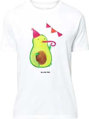 Produktbild von Mr. & Mrs. Panda Größe XL T-Shirt Avocado Party - Weiß - Geschenk, Geburtstag, Happy Birthday, Shirt, mit Spruch, Tshirt, Avocados