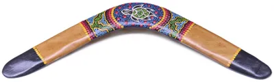 Immagine prodotto di Boomerang Turtle - Grande boomerang di 45 cm con motivo di tartaruga in stile tradizionale aborigeno