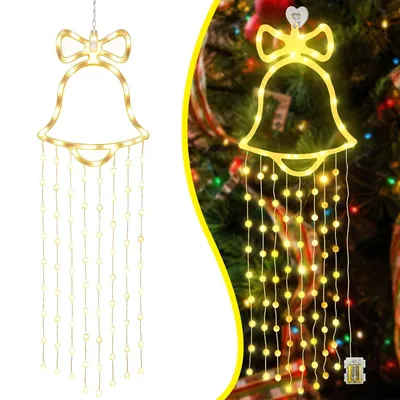 Produktbild von Fensterlichter Weihnachtsdekoration, Lichtervorhang mit 8 Lichtmodi und Fernbedienung, für Fenster, Tür und Innenbereich