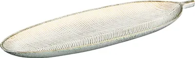 Produktbild von Dekoschale 40cm Blatt weiß / braun Holz Tischdekoration Landhausstil Dekoration