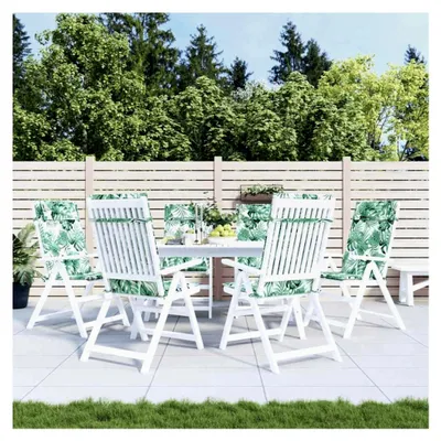 Produktbild von Hochlehner-Auflagen, Bequeme Sitzkissen mit Blattmuster, 6 Stück, Oxford-Gewebe, wetterfest für Gartenstühle