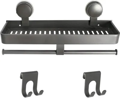 Productafbeelding van Doucheplank zonder boren, 40 cm, met Handdoekstang en Haken