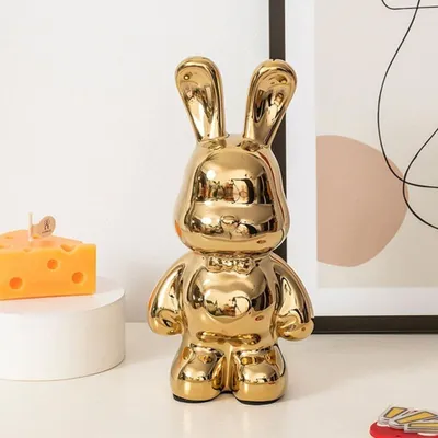 Produktbild von Keramisches Kaninchen als Dekoration und Sparschwein (Gold)