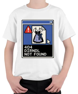 Productafbeelding van 404 Dirndl niet gevonden. , Wiesn, traditionele kleding, lederhosen, Beieren, kinder T-shirt, wit, maat 140