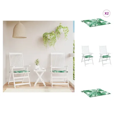 Produktbild von vidaXL Stuhlkissen 2 Stk. Blattmuster 40x40x3 cm Stoff -  Sitzpolster
