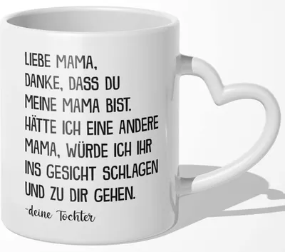 Produktbild von 22Feels Mama Geschenk von Tochter Muttertag Geburtstag Mutter Tasse Weihnachten Kaffeetasse Frauen Beste Eltern (Herzhenkel Weiss)