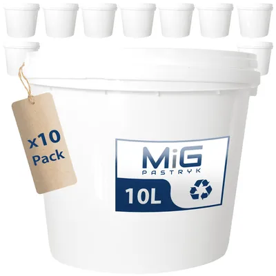 Kunststoffeimer mit Deckel, 10 l, 10 Stück, robust, flexibel