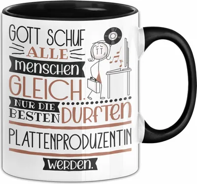 Produktbild von Plattenproduzentin Geschenk Becher Tasse Gott Schuf Alle Menschen Gleich Nur Die Besten Durfeten Plattenproduzentin Werden Geschenkidee Lustig (Schwarz)
