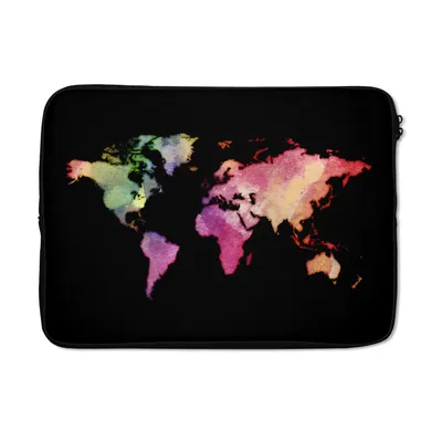 Produktbild von MuchoWow® Laptop Hülle 14 ZollWeltkarte - Regenbogen - Aquarell Laptoptasche - Laptoptasche - Stoßsicher - Schutzhaube