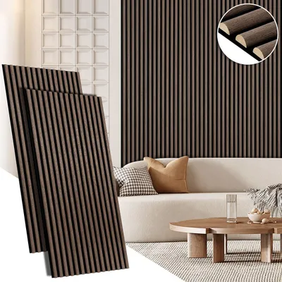 Obrázok produktu pre Akustické panely Vigevee, nástenné, polkruhové, 120x60 cm, orechové drevo, filcová MDF, 2 kusy