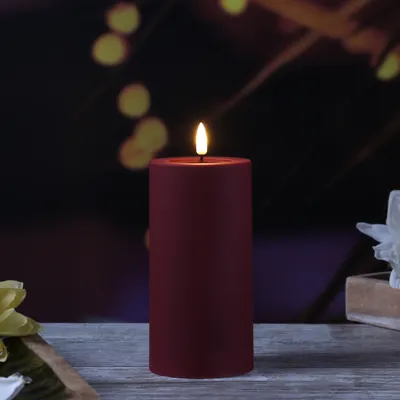 Obrázek produktu pro LED svíčka MIA - plastová - realistický 3D plamen - v: 15cm - f. Venkovní - bordó/tmavě červená