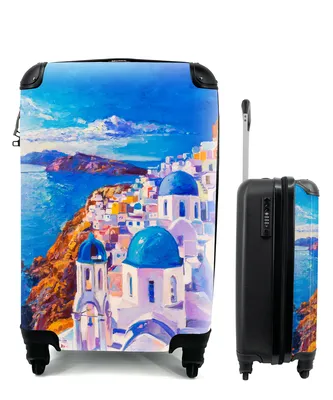 Produktbild von MuchoWow® Koffer Handgepäck Trolley Rollkoffer Kleine Reisekoffer mit 4 Rollen - Malerei - Griechenland - Wasser - Öl - Cabin Size < 55x40x23 cm & 55x40x20 cm - Fotokoffer - Kabinenkoffer - Boardgepäck - Reise-Box - Reisekoffer - Reisegepäck - Koffer mit Bild - Trolley für Kinder