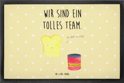 Produktbild von Mr. & Mrs. Panda Fussmatte Toast Marmelade 60 x 90 cm - Gelb Pastell - Geschenk, Süß, Toastbrot, Frühstück Einladung, Brot, Fußabtreter, fußmatte, Schmutzmatte