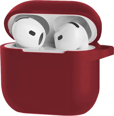 Obrázek produktu pro Pouzdro pro Apple AirPods 4, silikonové, s klipem - tmavě červené