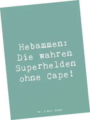 Produktbild von Mr. & Mrs. Panda Postkarte Spruch Hebamme Superheld - Meeresbrise - Geschenk, Mutter, medizinische Betreuung, Hebammenliebe, Beruf, Postkarten, Ansichtskarten, Grußkarte