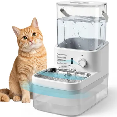 Immagine prodotto di Katzenbrunnen, abbeveratoio per gatti, 3 litri, senza BPA, acciaio inossidabile, batteria da 4000 mAh, senza fili, bianco