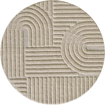 Obrázek produktu pro Carpetsale24 Vysoký Chlup Koberec do Obývacího Pokoje, Skandinávský Boho Styl, 3D Optika, M?kký a Hebký Shaggy, Velikost: 80 cm kulatý