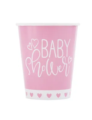 Produktbild von Baby Shower rosa Herzen 8 Becher
