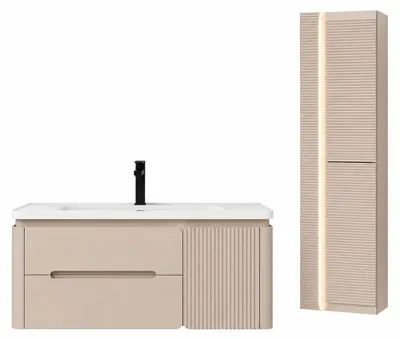 Image de Ensemble meuble de salle de bain avec vasque et colonne - 80 cm - CYLIA