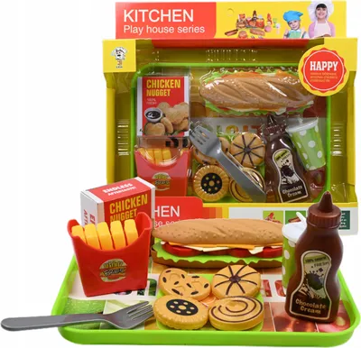 Zdjęcie produktu dla Restauracja Fast Food Zestaw Do Zabawy Taca Jedzenie Frytki Ciasteczka