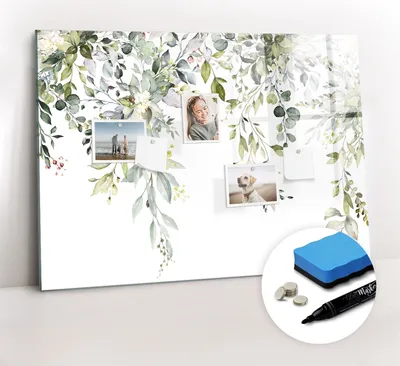 Produktbild von Magnetpinnwand Memoboard - Zubehörsatz - Schwarzer Marker + Schwamm + Magnete - 100 x 70 cm - Blühende Natur