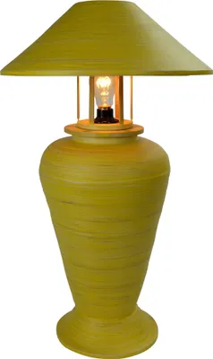 Zdjęcie produktu dla Drobna azjatycka lampa stołowa Bamboo Spiral Handmade Yellow 40x40x65cm