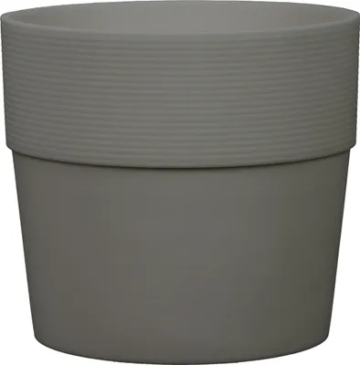 Produktbild von Scheurich Groove 25, Blumentopf/Pflanzkübel, rund,  aus Kunststoff Farbe: Nero, 24,5 cm Durchmesser, 22,5 cm hoch, 7,7 l Vol.