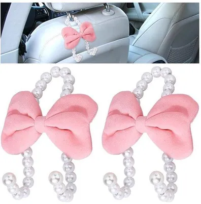 Productafbeelding van 2 stuks autostoelhaken - Kunststof - 11,8x9x4 cm - Roze autoaccessoires