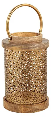 Image de Romimex Lantern Marron Doré Bois Métal