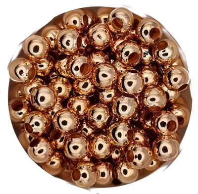 Produktbild von Metall Perlen Großlochperlen 4 mm, ca. 100 Stück, Rosegoldfarben