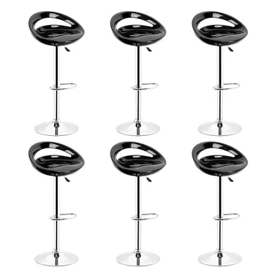 Produktbild von Barhocker 6er-Set Barstuhl höhenverstellbar aus ABS 360°drehbar mit Fußstütze Schwarz